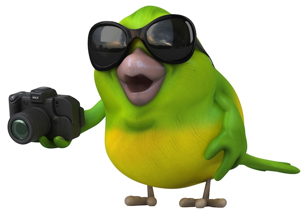 Fun green bird - 3D Illustration