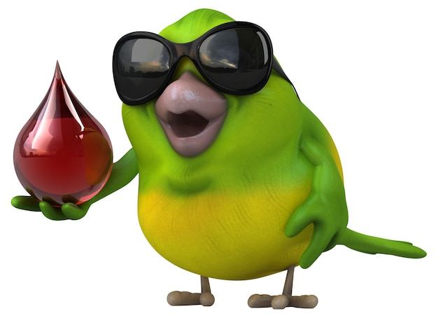 Fun green bird - 3D Illustration