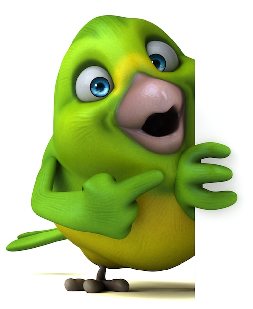 Fun green bird - 3D Illustration