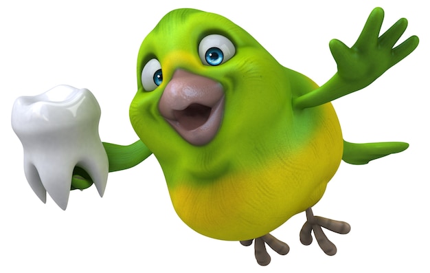 Fun green bird - 3D Illustration