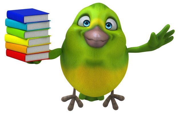 Fun green bird - 3D Illustration