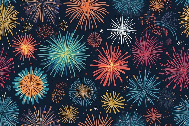 Fun hand drawn doodle fireworks seamless pattern great for textiles wrapping banner