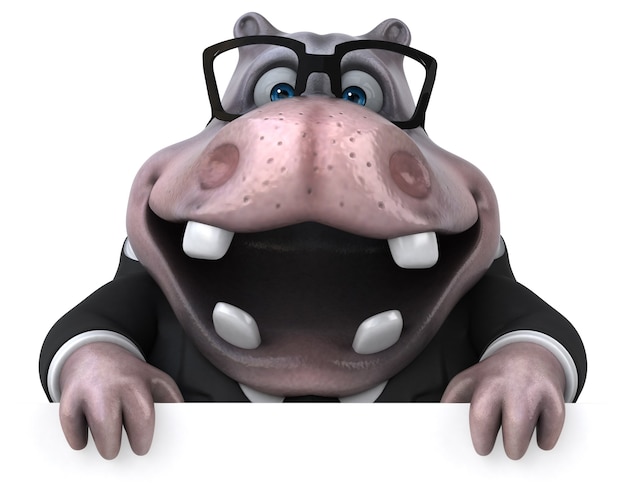 Photo fun hippo - 3d illustration