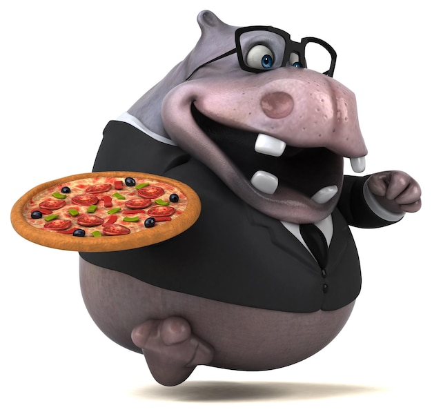 Fun hippo 3D Illustration