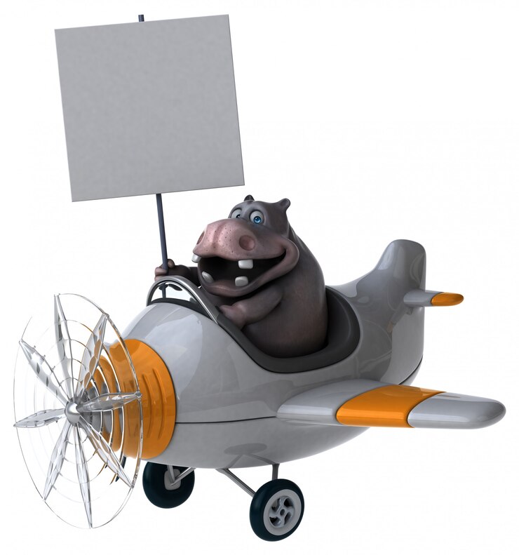 Фотография забавный бегемотик - 3d иллюстрация