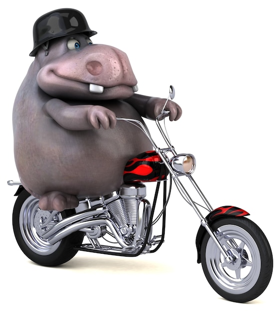 Fun hippo 3D Illustration