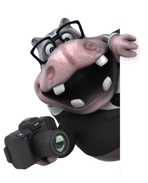 Fun hippo - 3D Illustration