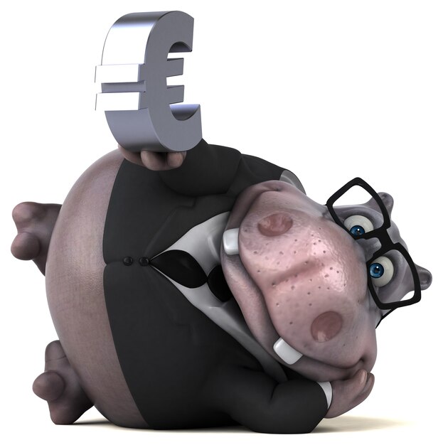 Fun hippo - 3D Illustration