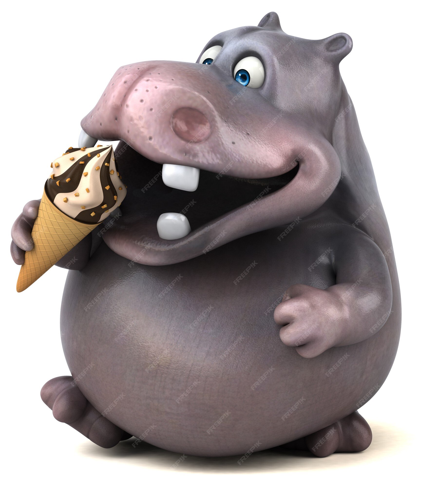 Premium Photo  Fun hippo - 3d illustration