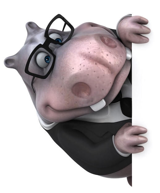 Fun hippo - 3D Illustration