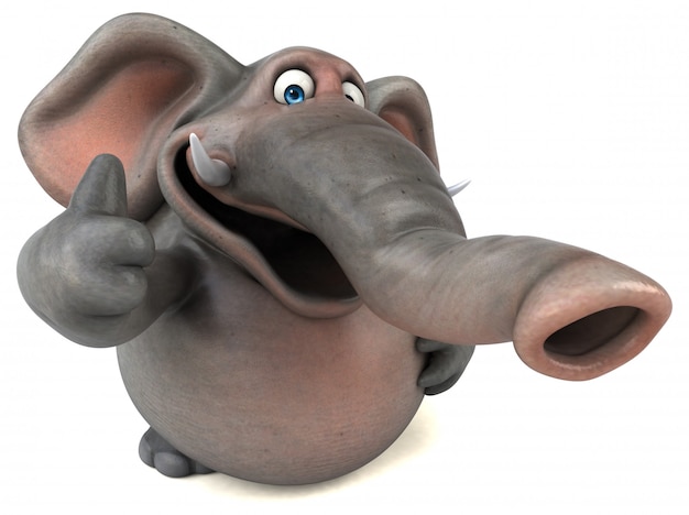 Весело иллюстрированный 3D слон показывает палец вверх