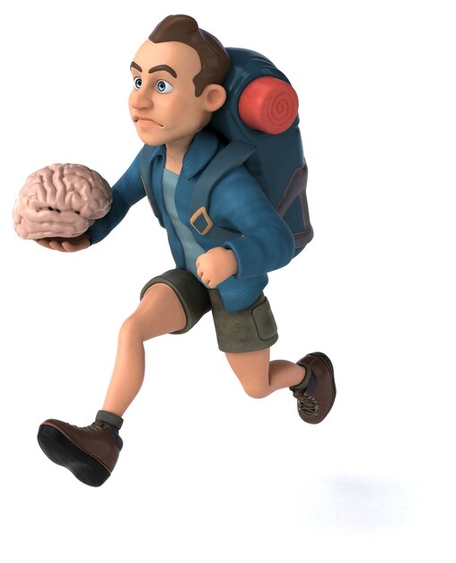 Fun illustration of a 3D cartoon backpacker