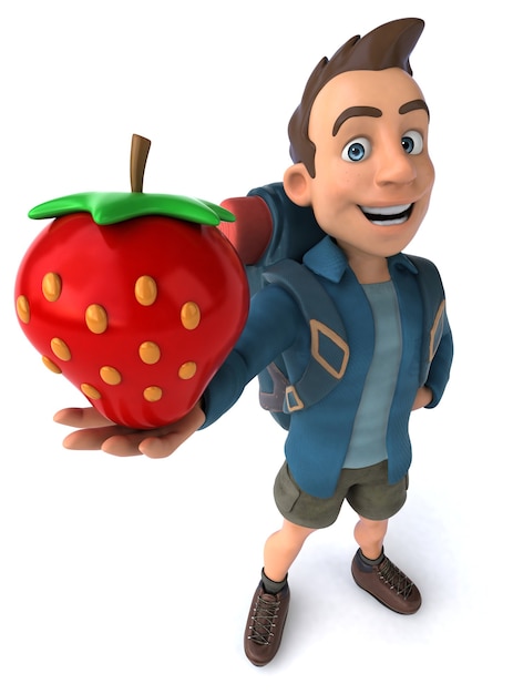 Fun illustration of a 3D cartoon backpacker