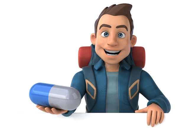 Fun illustration of a 3D cartoon backpacker