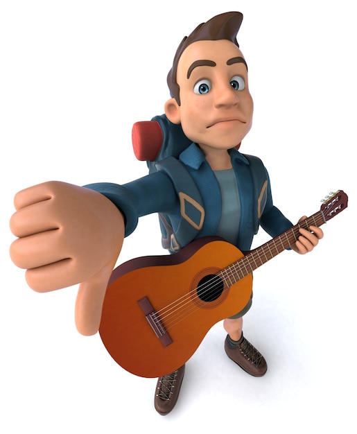 Fun illustration of a 3D cartoon backpacker