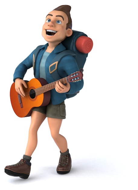 Fun illustration of a 3D cartoon backpacker