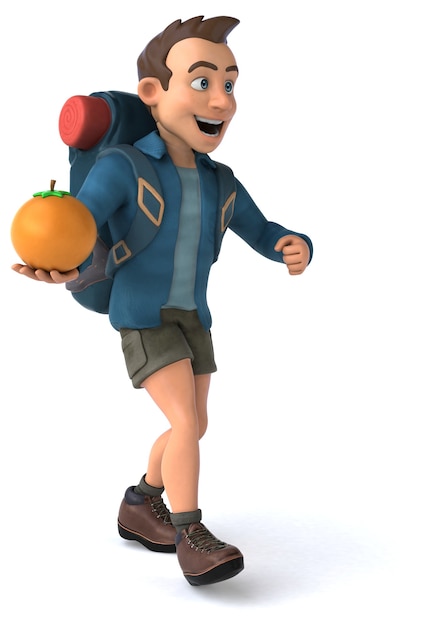 Fun illustration of a 3D cartoon backpacker