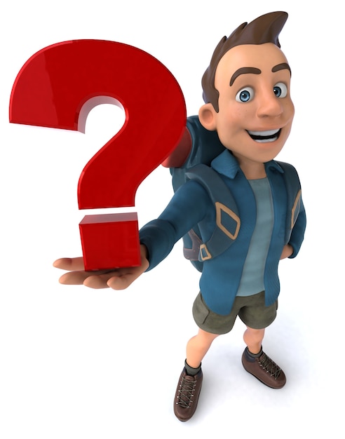 fun illustration of a 3d cartoon backpacker