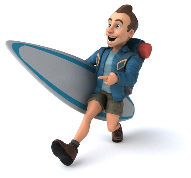 Fun illustration of a 3D cartoon backpacker