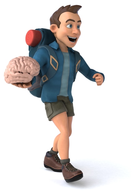 Fun illustration of a 3D cartoon backpacker