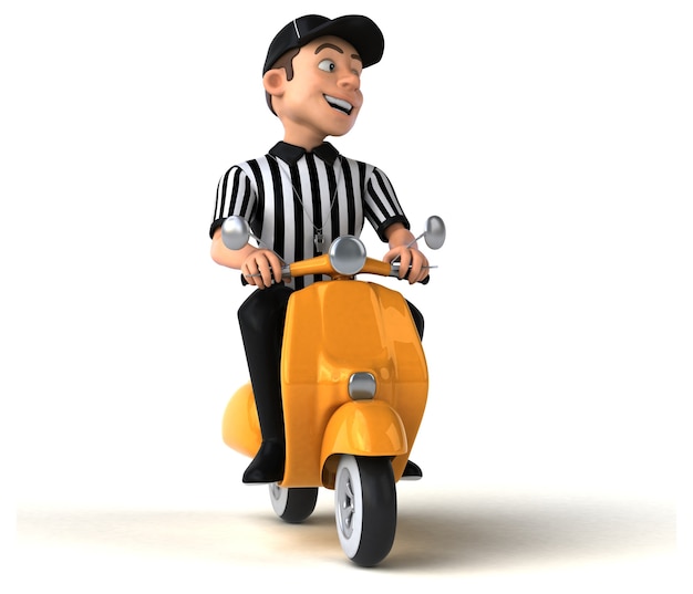 Fun Illustration of an american Referee on a scooter