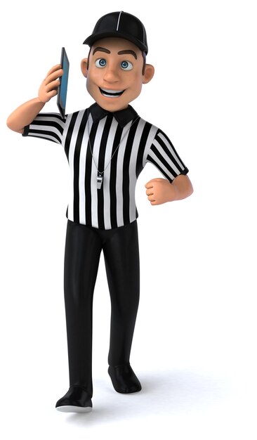 Fun Illustration of an american Referee with a smartphone