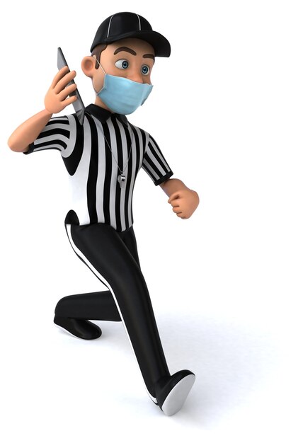 Fun Illustration of an american Referee with a smartphone