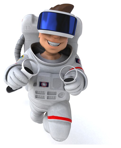 Photo fun illustration of an astronaut with a vr helmet