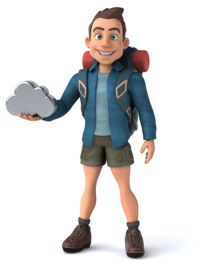 Photo fun illustration of a cartoon backpacker