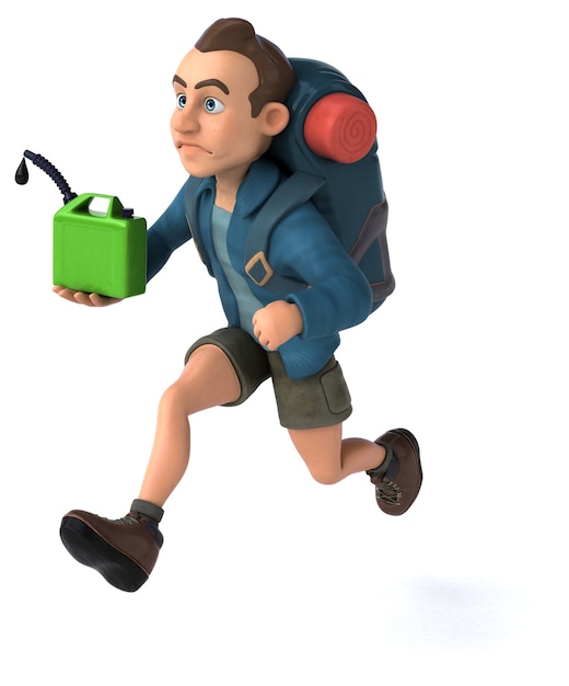 Fun illustration of a cartoon backpacker