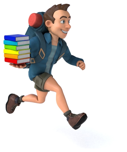 Fun illustration of a cartoon backpacker