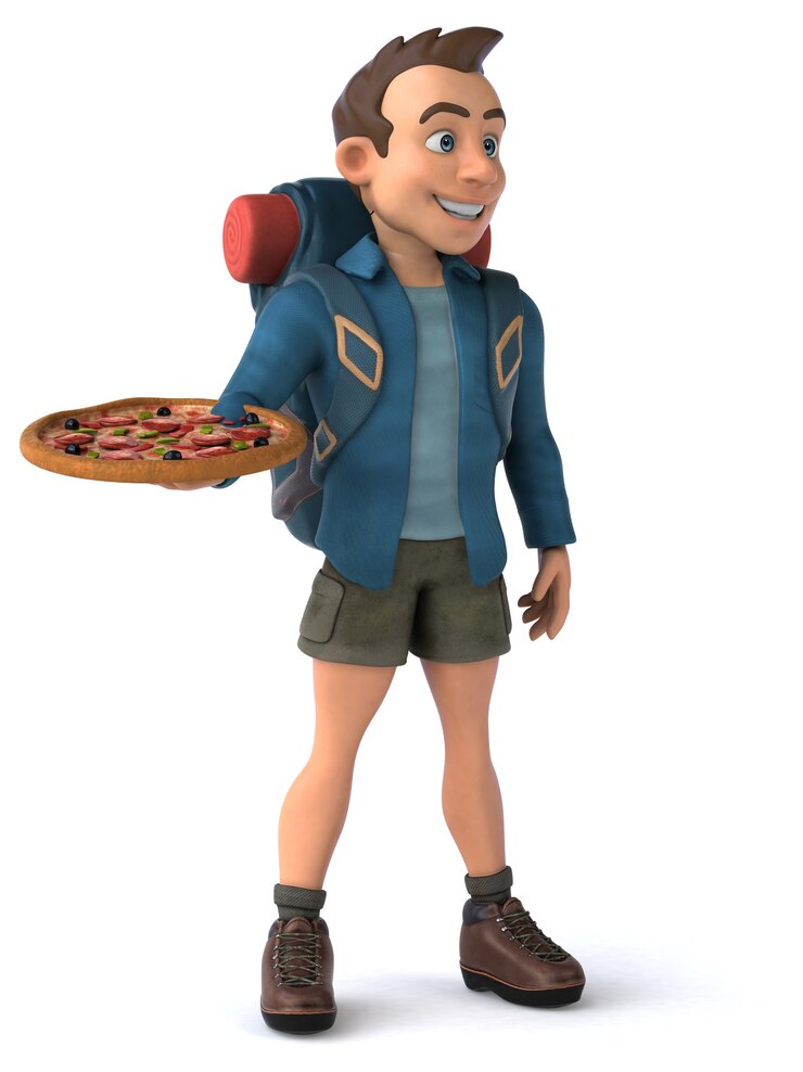 Photo fun illustration of a cartoon backpacker