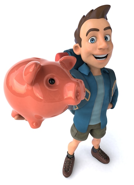 Fun illustration of a cartoon backpacker