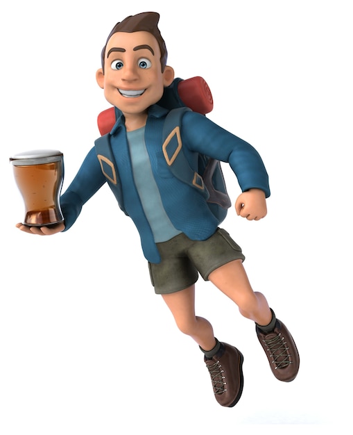 Fun illustration of a cartoon backpacker