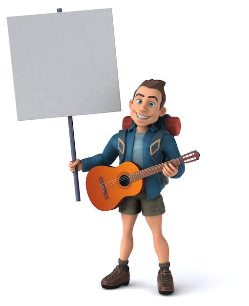 Fun illustration of a cartoon backpacker