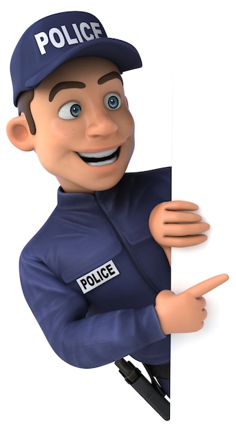 Foto illustrazione divertente di un ufficiale di polizia del fumetto