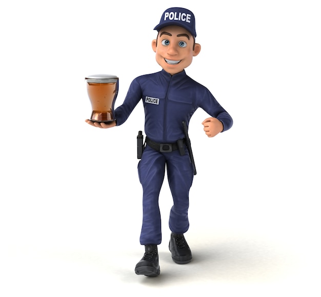 Забавная иллюстрация мультипликационного полицейского