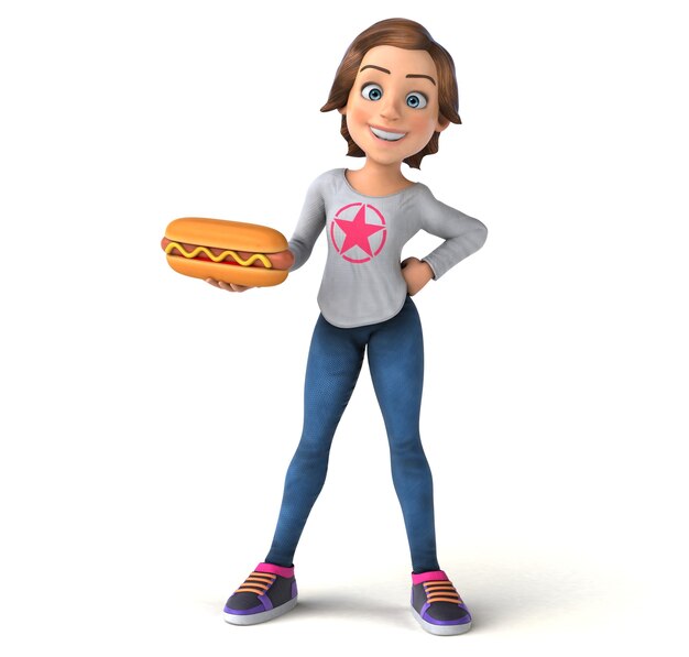 Fun illustration of a cartoon teenage girl