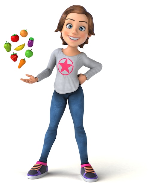 Fun illustration of a cartoon teenage girl