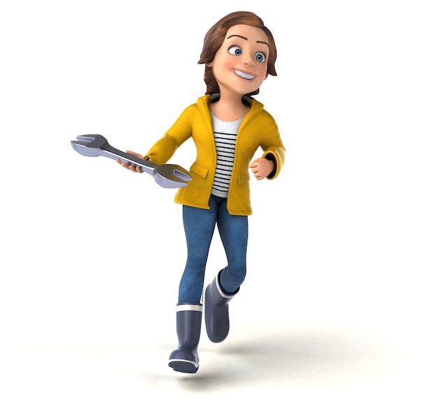 Fun illustration of a cartoon teenage girl