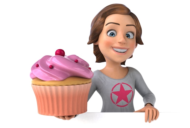 fun illustration of a cartoon teenage girl