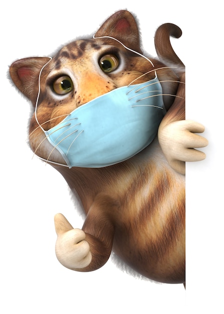 Fun illustration of a cat with a mask