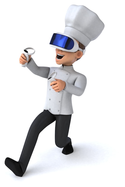 Fun Illustration of a chef with a VR Helmet