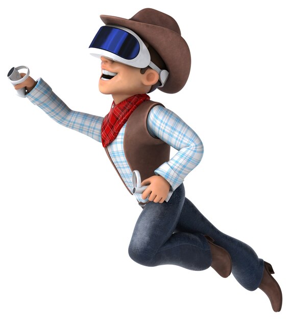 Fun Illustration of a cowboy with a VR Helmet