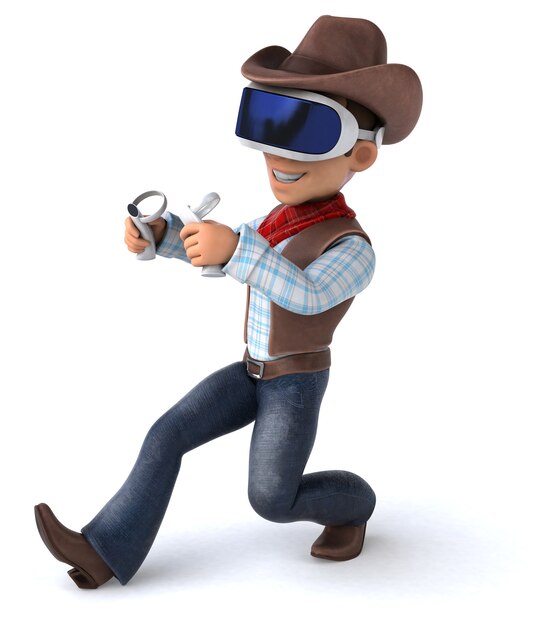 Fun Illustration of a cowboy with a VR Helmet