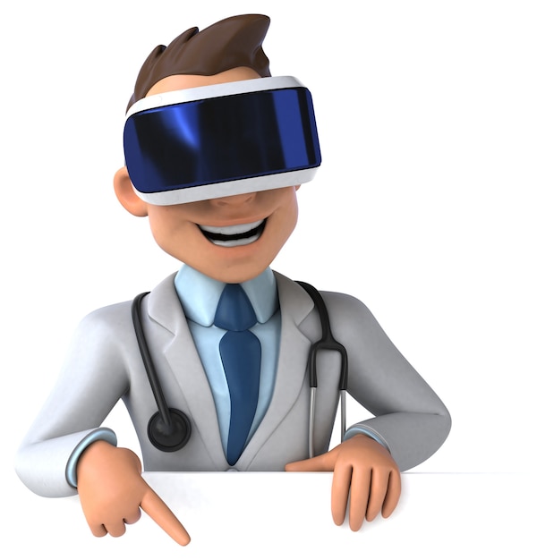 Fun Illustration of a doctor with a VR Helmet