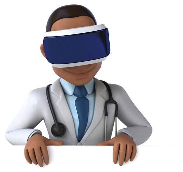 Fun Illustration of a doctor with a VR Helmet