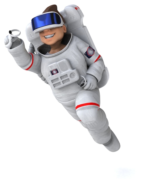 Фото Забавная иллюстрация космонавта в шлеме виртуальной реальности