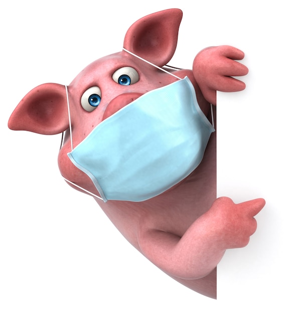 Fun illustration of a pig with a mask