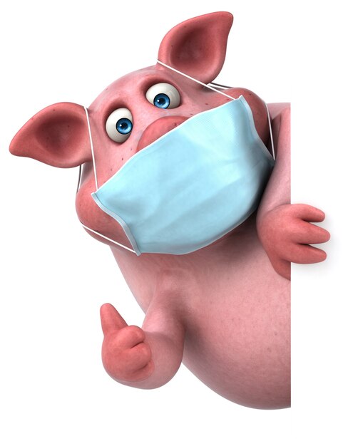 Fun illustration of a pig with a mask